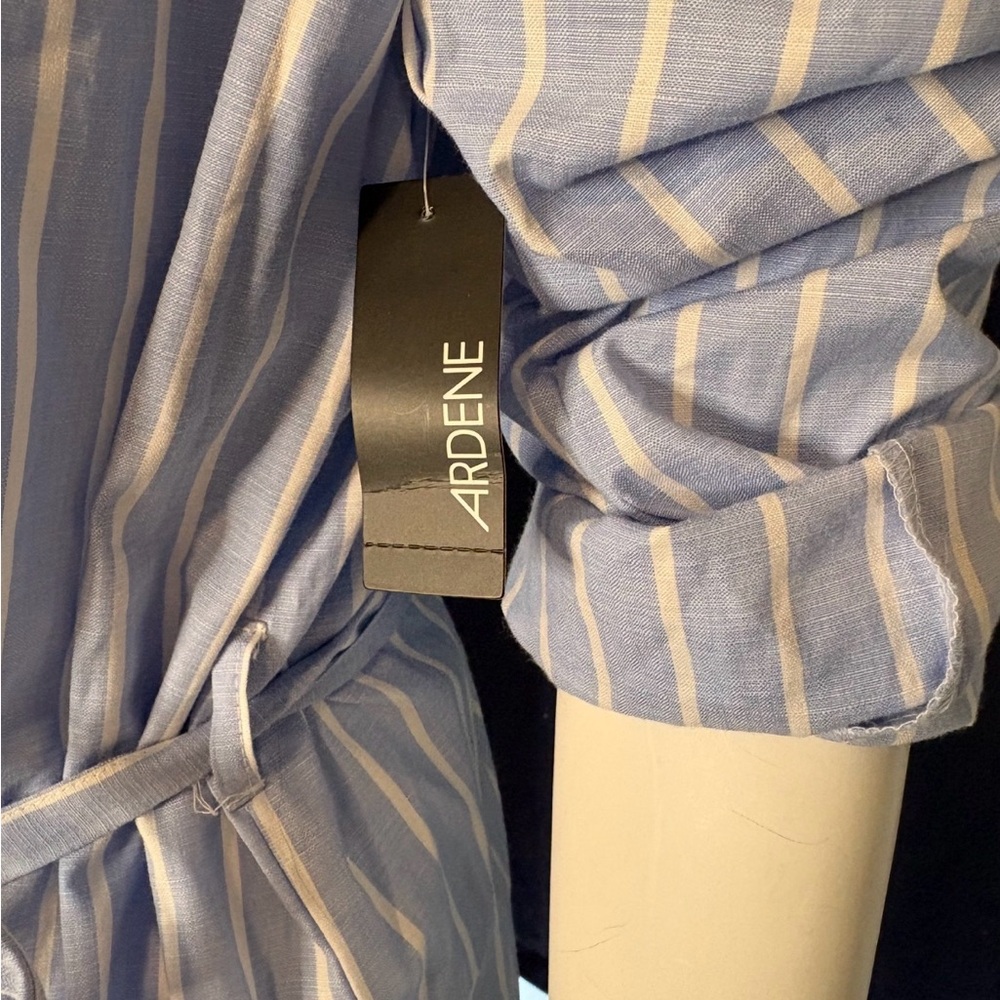 Ardene Long Sleeve Striped Dress with Tie Waist - Picture 5 of 6